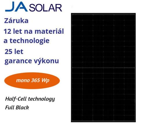 Solární panel JA Solar JAM60S21 365Wp, MONO, celočerný - SKLADEM 1 ks